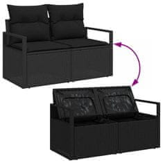Vidaxl Vrtna sedežna garnitura z blazino 10 pcs Črna 80 x 80 x 71 cm