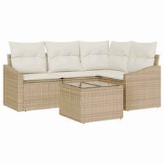 Vidaxl Komplet za jedilnico v vrtu z blazino 5 pcs Bež in smetanova
