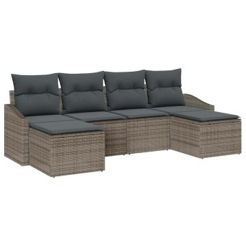 Vidaxl Komplet za jedilnico v vrtu z blazino 6 pcs Siva