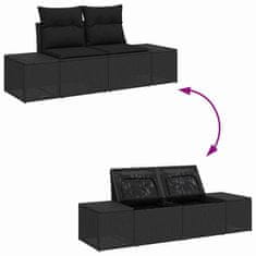 Vidaxl Vrtna sedežna garnitura z blazino 9 pcs Črna 80 x 80 x 71 cm