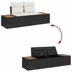 Vidaxl Vrtna sedežna garnitura z blazino 12 pcs Črna Poly ratan