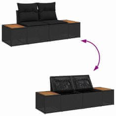 Vidaxl Vrtna sedežna garnitura z blazino 8 pcs Črna 80 x 80 x 71 cm