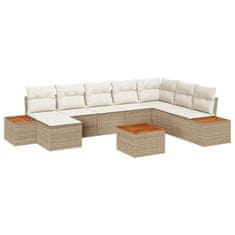 Vidaxl Vrtna sedežna garnitura 9 pcs bež in krem 319 x 209 x 85 cm