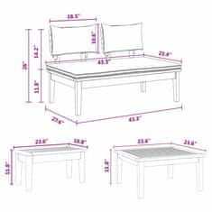 Vidaxl Komplet klopi za vrt z blazino 5 pcs Rjava in krem