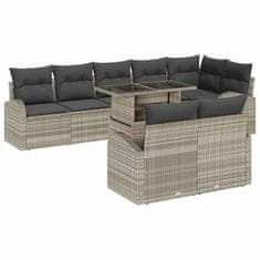 Vidaxl Vrtna sedežna garnitura 9 pcs Svetlo siva 100 x 55 x 73 cm