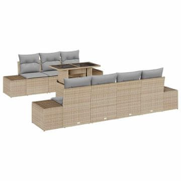 Vidaxl Vrtna sedežna garnitura z blazino 8 pcs bež in svetlo siva