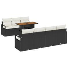 Vidaxl Vrtna sedežna garnitura 8 pcs Črna in krem 100 x 55 x 73 cm