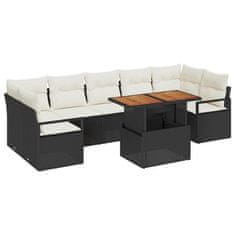 Vidaxl Vrtna sedežna garnitura 8 pcs Črna in krem 100 x 55 x 73 cm