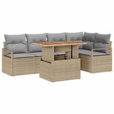 Vidaxl Komplet za jedilnico v vrtu 6 pcs Bež in siva 100 x 55 x 73 cm