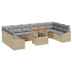 Vidaxl Komplet za jedilnico v vrtu 11 pcs Bež in siva 100 x 55 x 73 cm