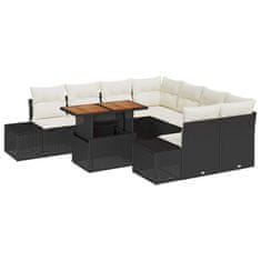 Vidaxl Komplet za jedilnico v vrtu 9 pcs Črna in krem 100 x 55 x 73 cm