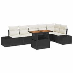 Vidaxl Komplet za jedilnico v vrtu 7 pcs Črna in krem 100 x 55 x 73 cm