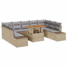 Vidaxl Komplet za jedilnico v vrtu 10 pcs Bež in siva 100 x 55 x 73 cm
