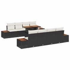 Vidaxl Komplet za jedilnico v vrtu 9 pcs Črna in bež 100 x 55 x 73 cm