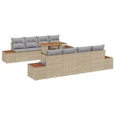 Vidaxl Komplet za jedilnico v vrtu 9 pcs Bež in siva 100 x 55 x 73 cm