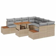 Vidaxl Komplet za jedilnico v vrtu 9 pcs Bež in siva 100 x 55 x 73 cm