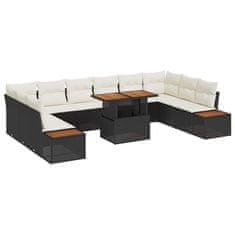 Vidaxl Komplet za jedilnico v vrtu 11 pcs Črna in bež 100 x 55 x 73 cm