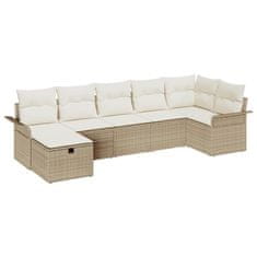 Vidaxl Vrtna sedežna garnitura 7 pcs Bež in smetanova poli ratan