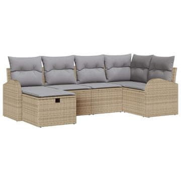 Vidaxl Kavčna garnitura z blazino Bež in svetlo siva poli ratan