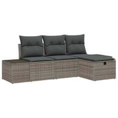 Vidaxl Vrtna sedežna garnitura 4 pcs Siva 55 x 62 x 69 cm Poly ratan