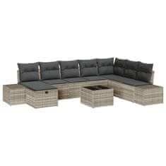 Vidaxl Vrtna sedežna garnitura 9 pcs Svetlo siva 55 x 62 x 69 cm