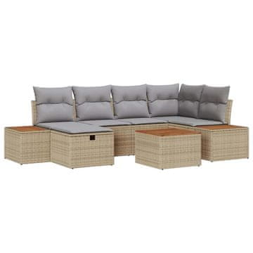 Vidaxl Vrtna sedežna garnitura 7 szt. Bež 55 x 62 x 69 cm Poly ratan