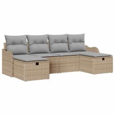 Vidaxl Vrtna sedežna garnitura z blazino 6 pcs bež in svetlo siva