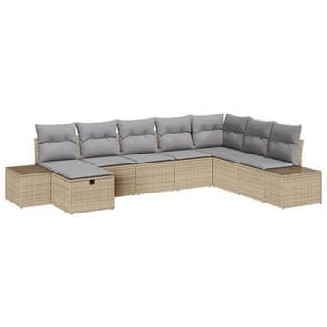 Vidaxl Vrtna sedežna garnitura 8 szt. Bež 55 x 62 x 69 cm Poly ratan