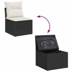 Vidaxl Vrtna sedežna garnitura z blazino 12 pcs Črna Poly ratan