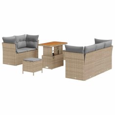 Vidaxl Vrtna sedežna garnitura z blazino 8 pcs bež in svetlo siva
