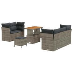 Vidaxl Vrtna sedežna garnitura z blazino 8 pcs Siva 90 x 55 x 71 cm
