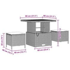 Vidaxl Vrtna sedežna garnitura z blazino 8 pcs Črna 80 x 80 x 71 cm