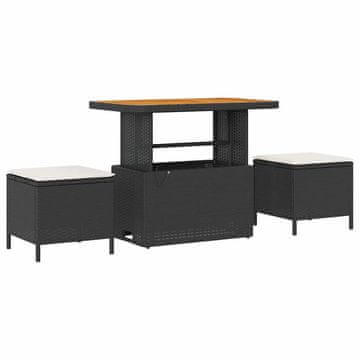 Vidaxl Komplet za jedilnico v vrtu 3 pcs Črna Poly ratan