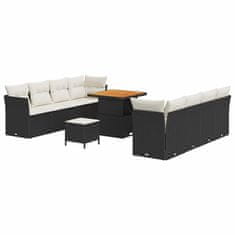 Vidaxl Vrtna sedežna garnitura 11 pcs Črna in krem 80 x 80 x 71 cm