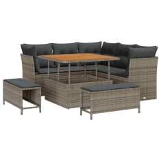 Vidaxl Vrtna sedežna garnitura z blazino 8 pcs Siva 100 x 100 x 71 cm
