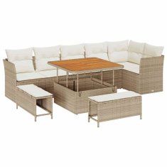 Vidaxl Vrtna sedežna garnitura 9 pcs bež in krem 100 x 100 x 71 cm