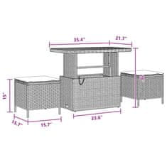 Vidaxl Vrtna sedežna garnitura z blazino 10 pcs Črna 90 x 55 x 71 cm