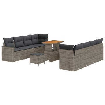 Vidaxl Vrtna sedežna garnitura z blazino 11 pcs Siva 90 x 55 x 71 cm