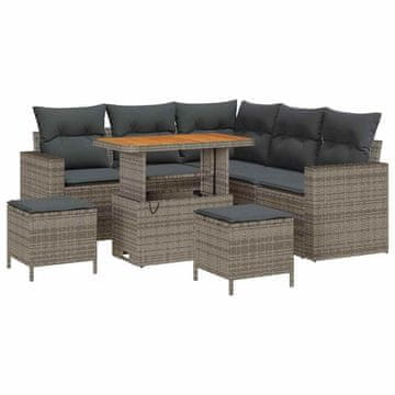 Vidaxl Vrtna sedežna garnitura z blazino 8 pcs Siva 90 x 55 x 71 cm