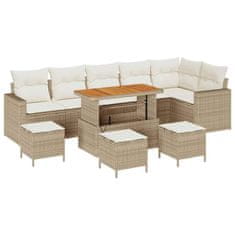 Vidaxl Vrtna sedežna garnitura 10 pcs bež in krem 110 x 55 x 71 cm