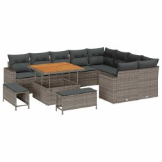 Vidaxl Vrtna sedežna garnitura z blazino 12 pcs Siva 100 x 100 x 71 cm