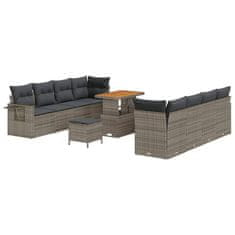 Vidaxl Vrtna sedežna garnitura z blazino 11 pcs Siva 90 x 55 x 71 cm