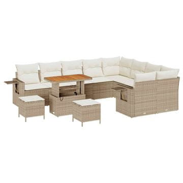 Vidaxl Vrtna sedežna garnitura 12 pcs bež in krem 90 x 55 x 71 cm
