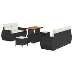 Vidaxl Vrtna sedežna garnitura 8 pcs Črna in krem 90 x 55 x 71 cm