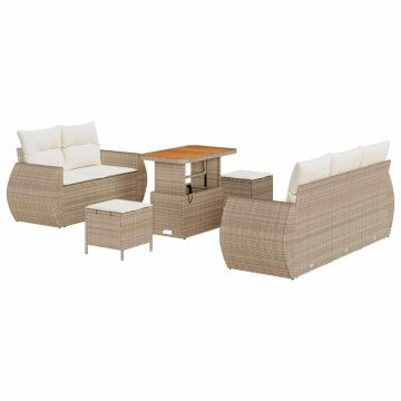Vidaxl Vrtna sedežna garnitura 8 pcs bež in krem 90 x 55 x 71 cm
