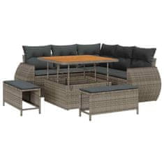 Vidaxl Vrtna sedežna garnitura z blazino 8 pcs Siva 100 x 100 x 71 cm