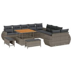 Vidaxl Vrtna sedežna garnitura z blazino 13 pcs Siva 100 x 100 x 71 cm
