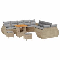 Vidaxl Vrtna sedežna garnitura z blazino 13 pcs bež in svetlo siva