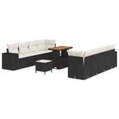 Vidaxl Vrtna sedežna garnitura 11 pcs Črna in krem 90 x 55 x 71 cm