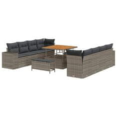 Vidaxl Vrtna sedežna garnitura z blazino 11 pcs Siva 100 x 100 x 71 cm